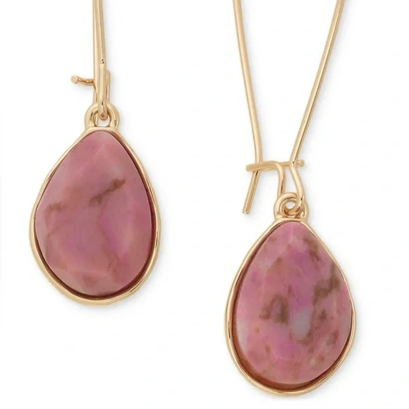 NWT Style & Co Pink Stone Linear Drop Earrings - Picture 2 of 2